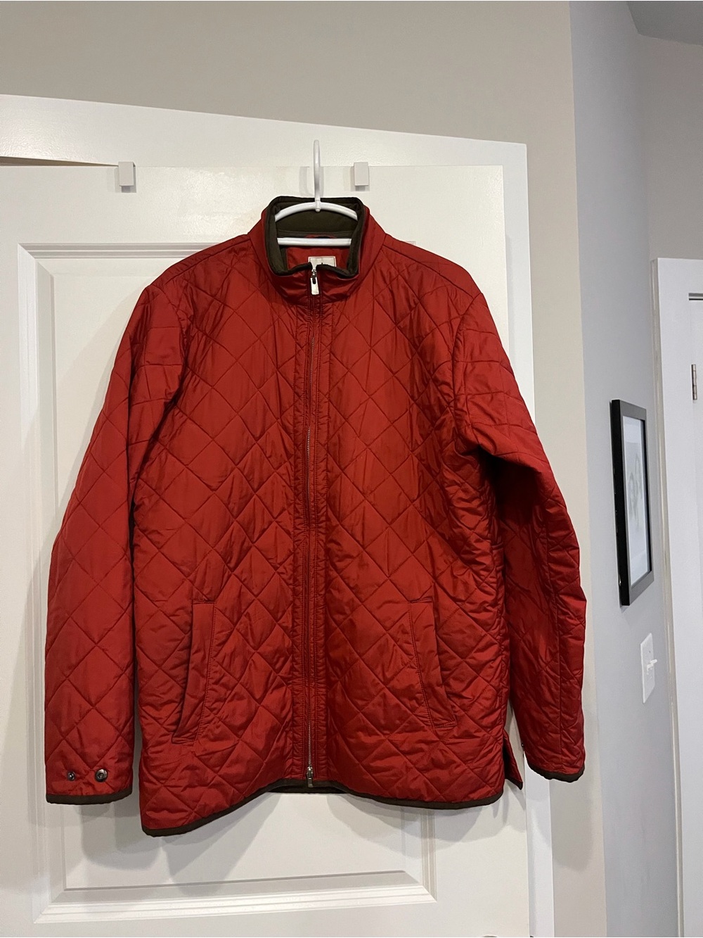 Peter millar medium maroon Men's Quilted Red Zip-Front Jacket
